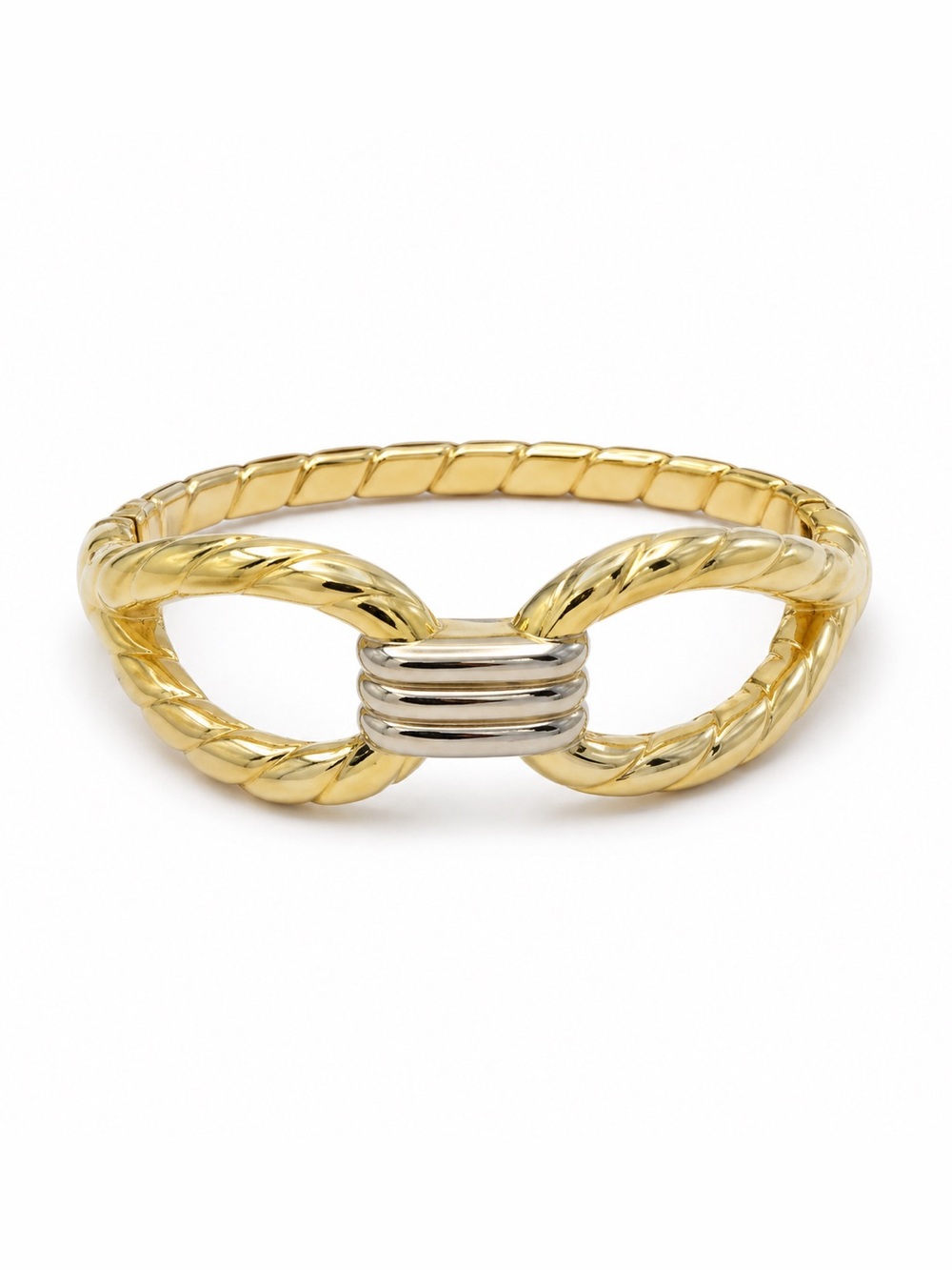 Vintage two tone hinged bangle bracelet